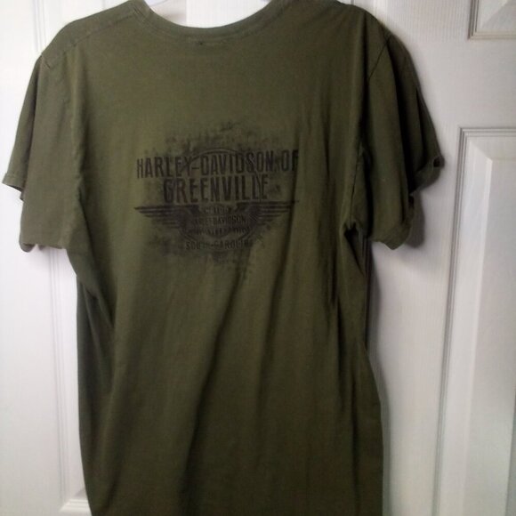 Harley Davidson Motorcycles Shirt Men XL Short Sleeve Greenville SC Green - Picture 10 of 11